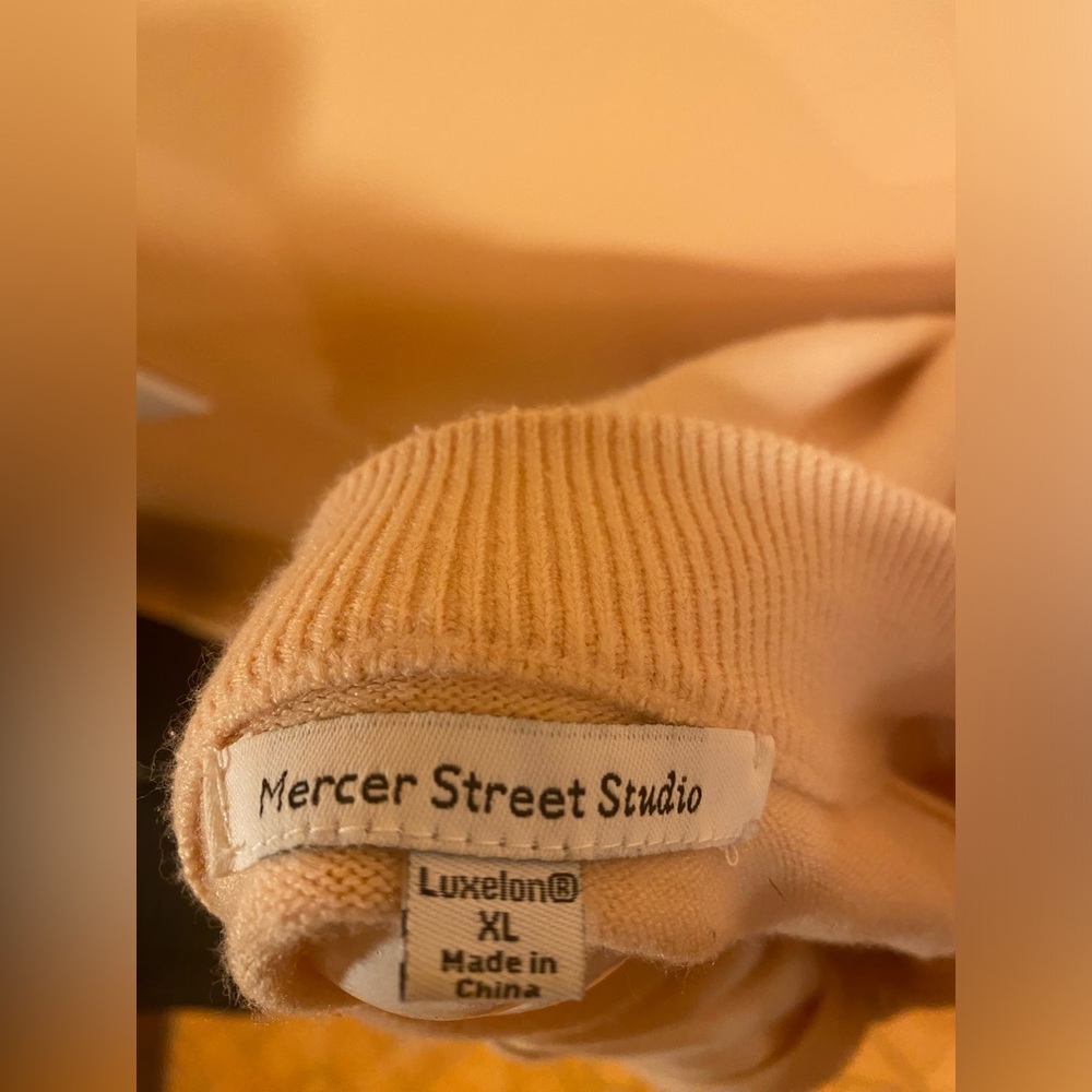 Mercer Street Studio Women’s Rhinestone Zipper Mock Neck Sweater – Cream, XL - Picture 4 of 4